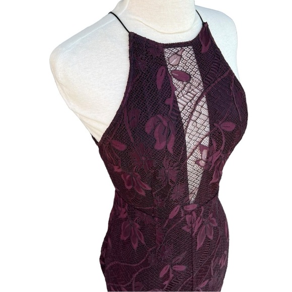 ASTR The Label Purple Eyelash Lace Halter Style Illusion Mini Dress Sexy Size Sm - Picture 5 of 11